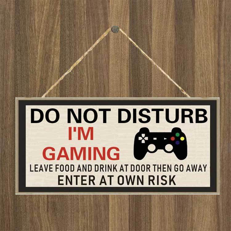 Stör inte spelare spel tecken blå dörrhängare tecken man grotta sovrum platta födelsedag son bror pappa heminredning: A