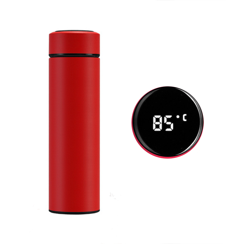 Temperatuur Display Thermosfles van Roestvrij Staal Water Fles Thermoskan Dubbele Muur Geïsoleerde Flessen Cup Thee Zetgroep: A-Red