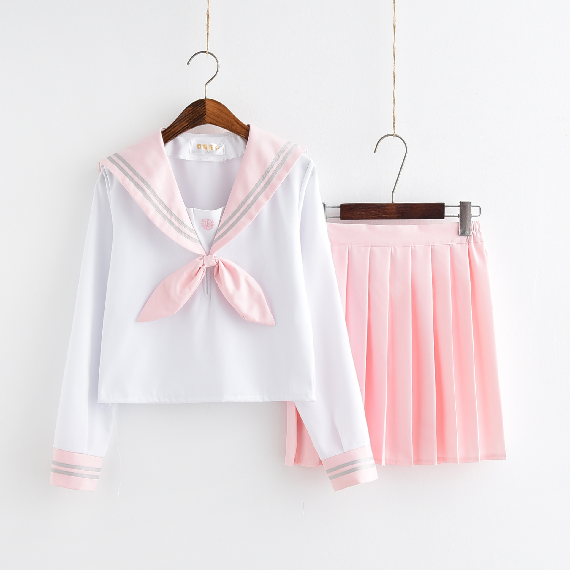 Japanese School Uniform For Girls Sailor Pink Mint Style Students Clothes For Girl Plus size Lala Cheerleader clothing: Pink / XXL