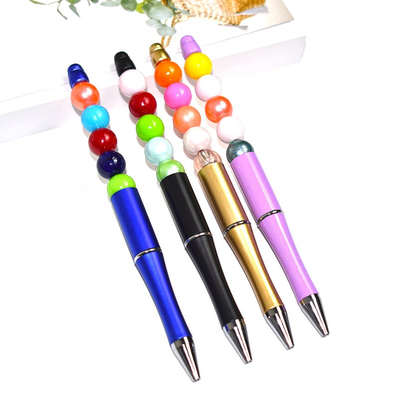 20 stk/parti kuglepen beaded pen diy plastic pen roterende pen bryllup kontor skole fødselsdagsfest børn beadable pen
