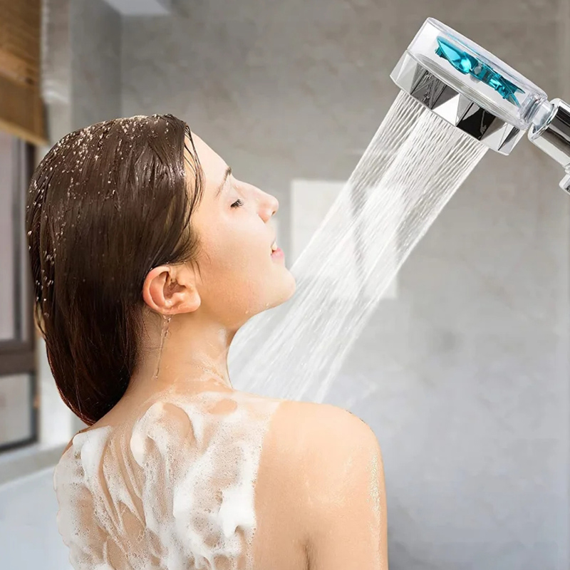 Pommeau de douche avec ventilateur Turbo, Rotation à 360 degrés, haute pression, économie d'eau, Spray réglable, filtres, accessoires de salle de bains