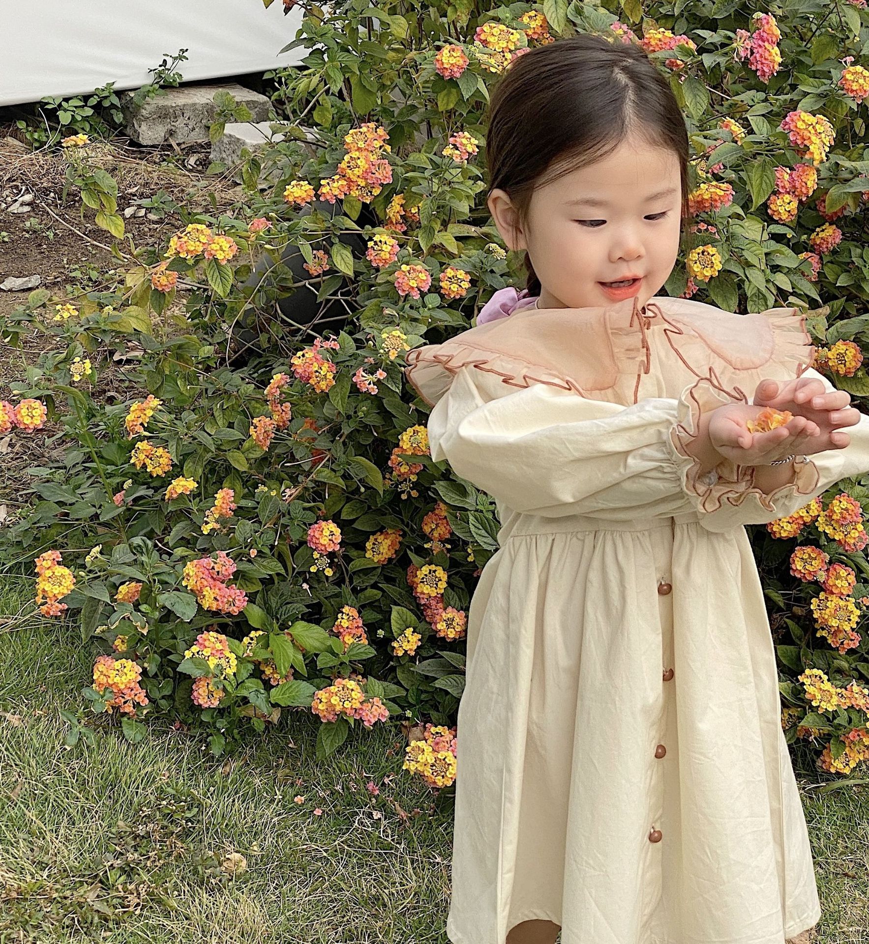 Robe coréenne pour enfants, vêtement d&#39;été à revers large, collection printemps 2022