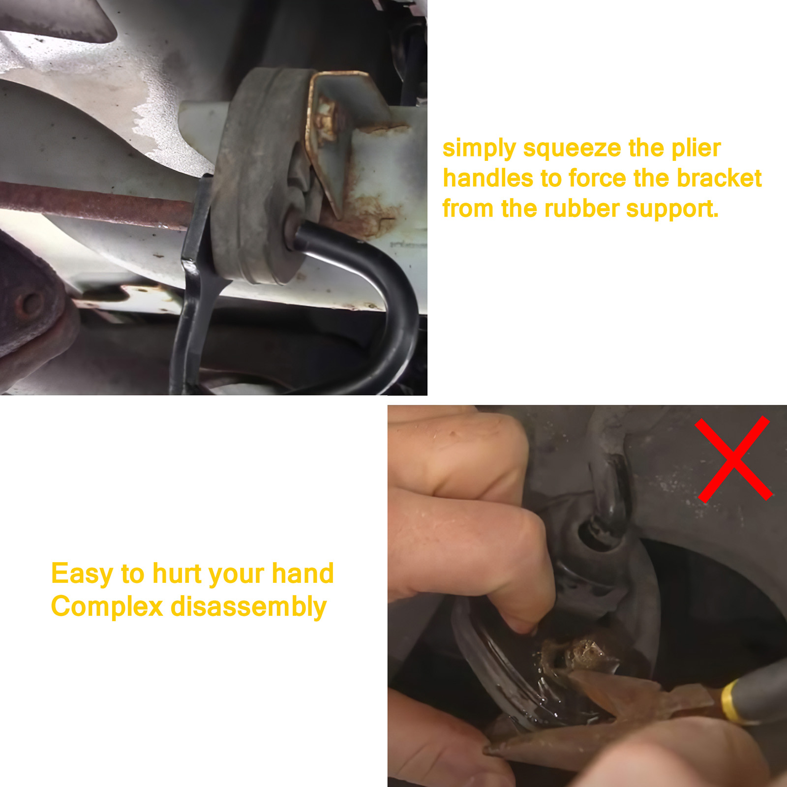 Multi-Function Exhaust Suspension Tong Tool Separates The Rubber Supports From Exhaust Hanger Brackets