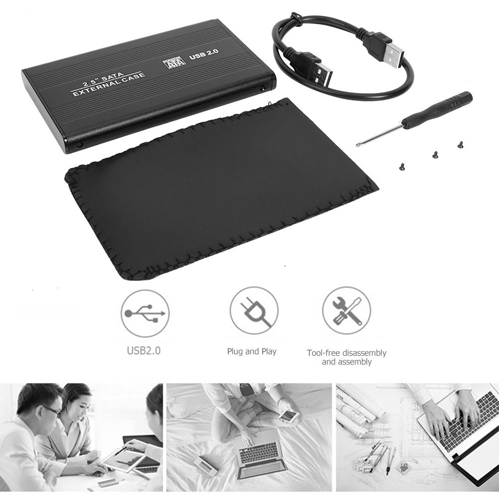 2.5 tums usb 2.0 to sata hdd-fodral extern 480 mbps ssd-hårddiskhölje diskfodrallåda extern hårddisk för pc-dator