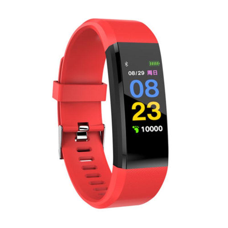 Lintimes lovers dames heren bluetooth smartwatch hartslagmeter bloeddrukmeter fitness tracker armband: Rood