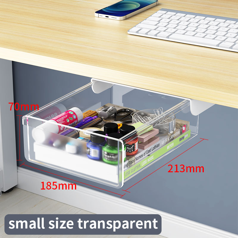 Under-desk Drawer Storage Device, Suitable For Office/home, Ideal For Organizing Stationery. Self-adhesive Plastic Drawer.: Blue