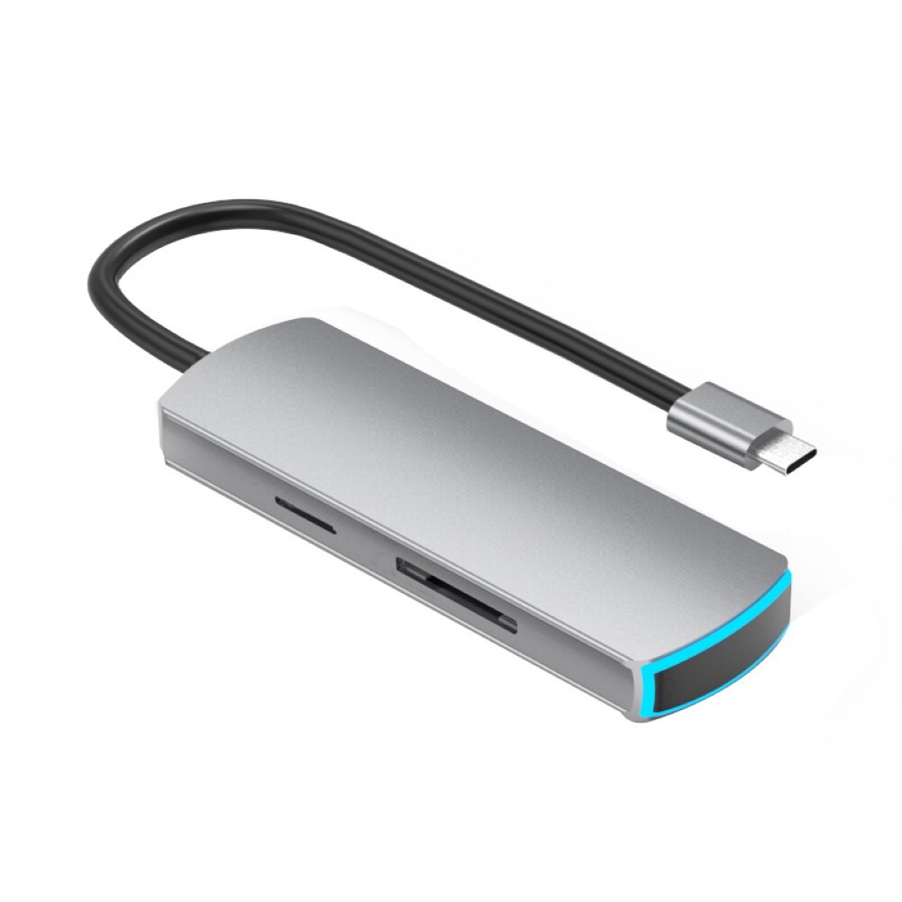6 in 1 Type-C to 4K HDMI Hub Adapter TF Secure Digital Card Reader Converter MacBook Pro/Air: Space Grey