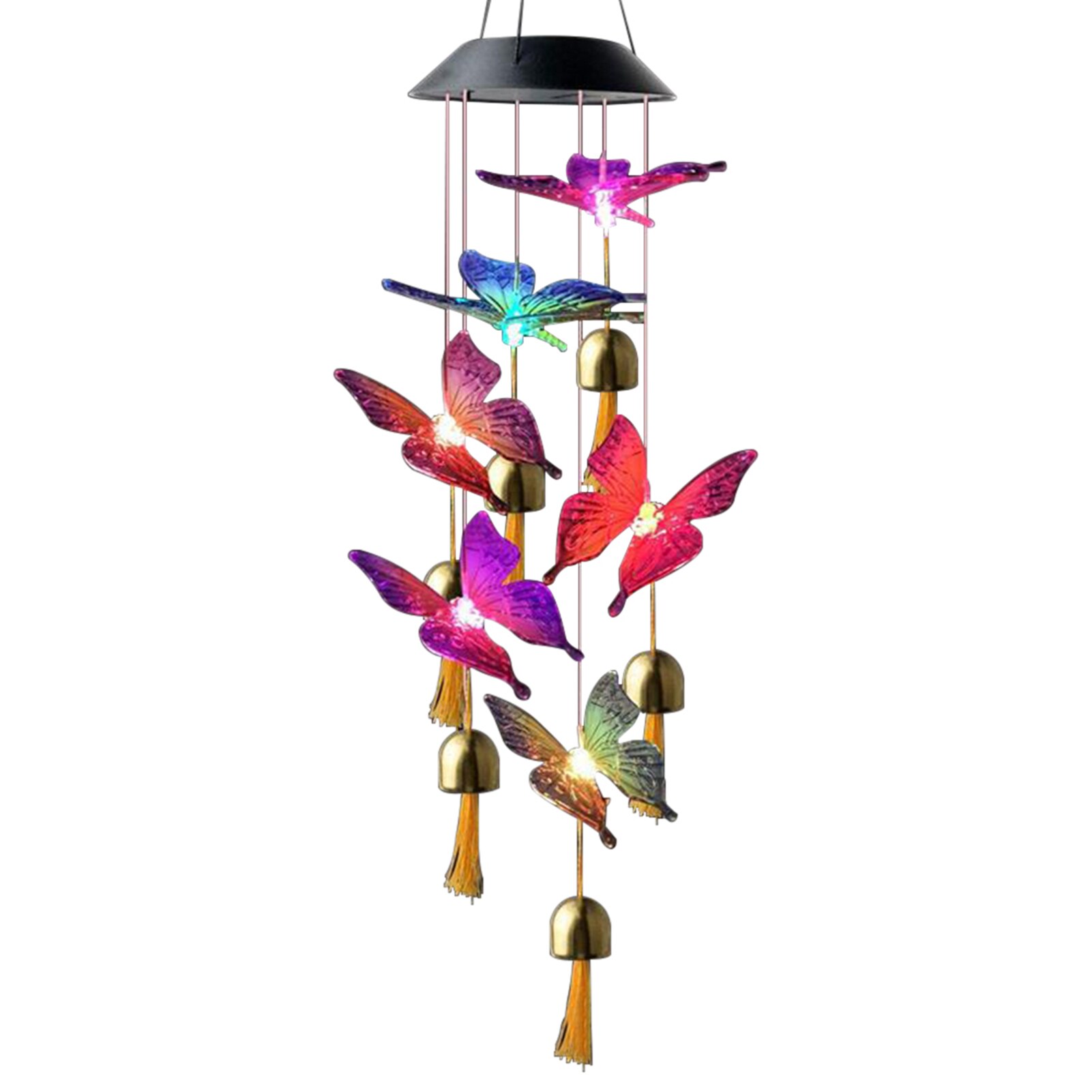 Garden Solar Wind Chime Outdoor Waterproof LED Decorative Mobile Hanging Patio Bedroom Yard Home Decor Party Color Changing