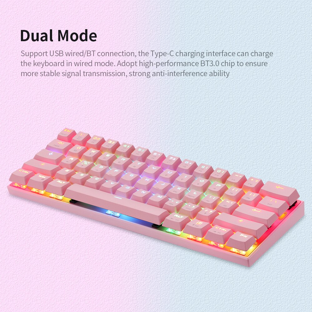 Motospeed CK62 61 Keys USB Wired BT Dual Mode Mechanical Keyboard with RGB light effects Gaming Keyboard for pc laptop computer