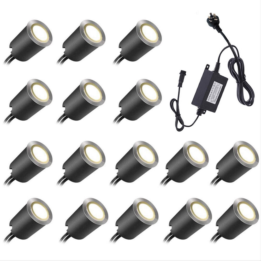 12V LED Deck Light Underground lampa ze stali nierdzewnej wodoodporny IP67 wpuszczone oświetlenie schodowe LED Light Wall Spotlight 16 sztuk/partia: 16pcs with shell AU / Natural white