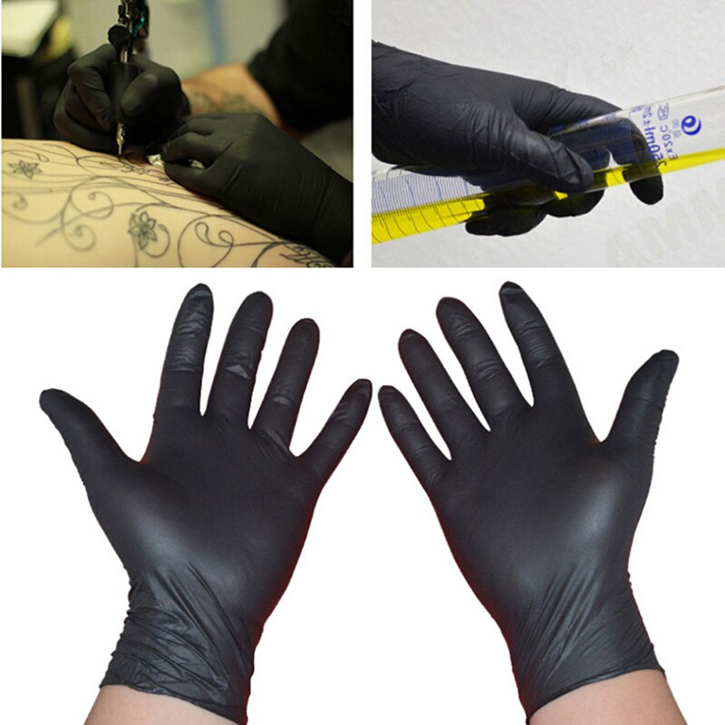 Yuelong 10 Stuks L M S Wegwerp Tattoo Latex Handschoenen Zwart Permanente Waterdicht Permanente Tattoo Handschoenen Voor Tattoo Accessoires