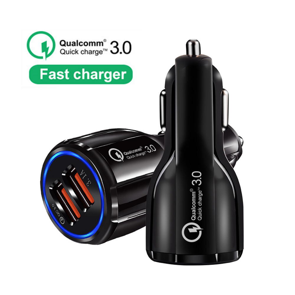 Autolader Dual USB Snel Opladen 3.0 2.0 Voor Samsung S10 Plus QC 3.0 Telefoon Oplader Adapter Auto-Oplader voor Xiaomi Huawei iPhone