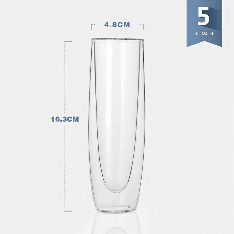 150Ml Champagne Glazen Set Stemless Mousserende Wijn Bril Transparant Double Wall Wijn Fluit Glas Cup Voor Party