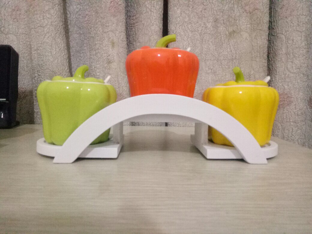 Kitchenware Pumpkin Chilli Ceramic Condiment Cans Set Salt Condiment Bottles mason glass jars and lids sugar jar: YS0099-4