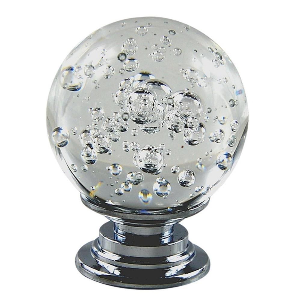 Bouton rond en boule de cristal pour armoire et meubles, poignée de fusion, panneau Chi, nervure de porte: Rouge