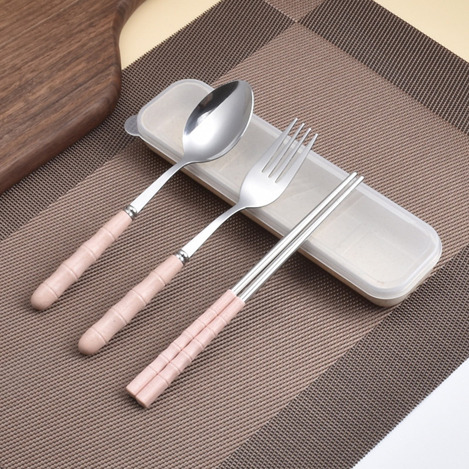 3-in-1 Stainless Steel Fork Spoon Chopsticks Set Kitchen Accessories Travel Dinner ware Sets With Plastic Case для кухни: D