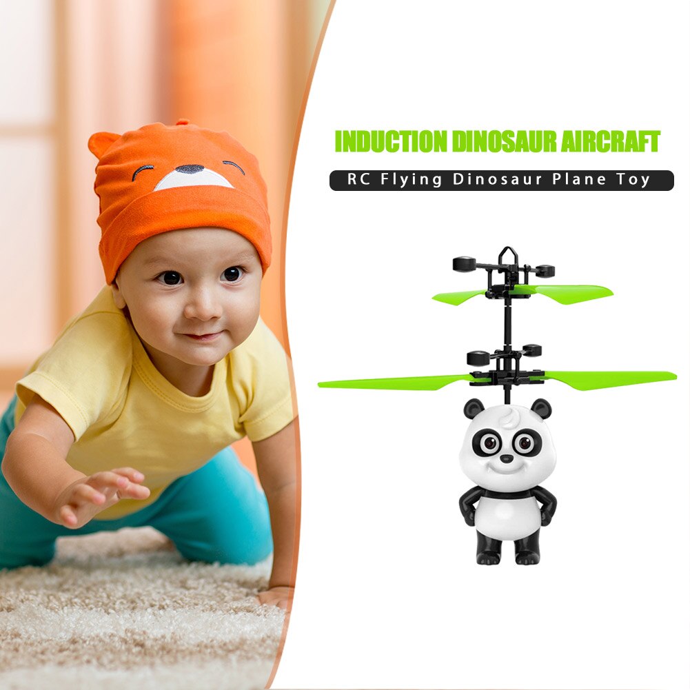 Electronic Infrared Induction Panda Helicopter Remote Control Toys with LED Light Model Parent-child Interaction Toy