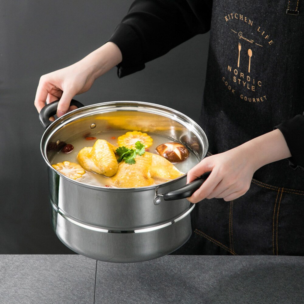 1pc Stainless Steel Steamer Multifunctional Steam Pot for Home Restaurant Hotel