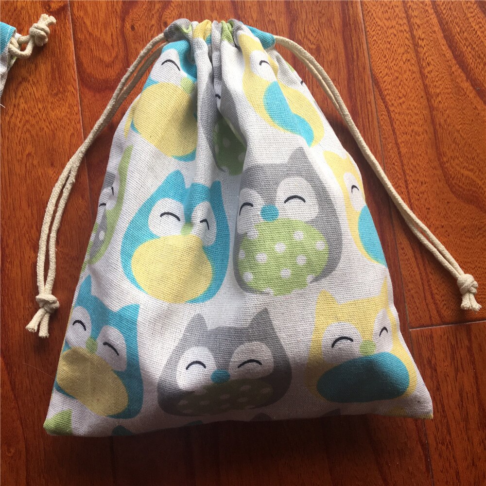 Cotton Linen Drawstring Eco Multi-purpose Bag Sorted Bag Party Bag Colorful Owls YL24C