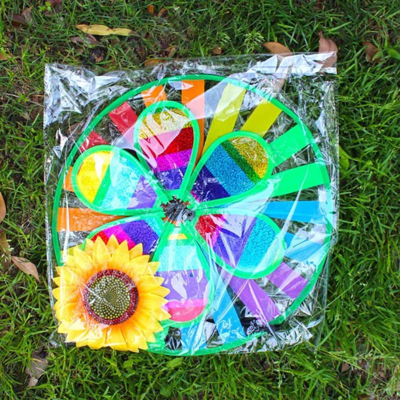 Offre Spéciale! Moulin à Vent Tournesol - Décoration De Jardin Extérieure Bidirectionnelle 36CM, Art De Jardin Fantaisiste Pour Patios Et Parterres De Fleurs