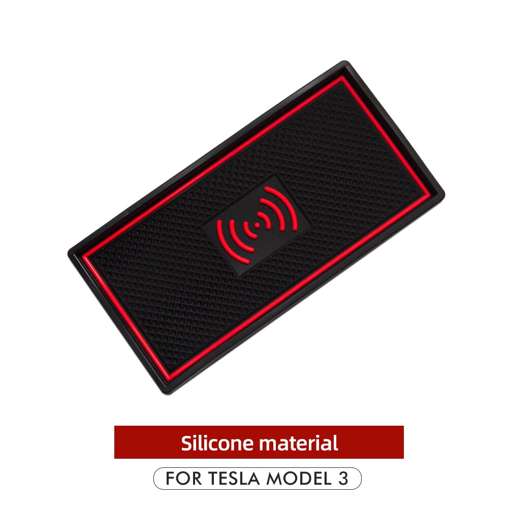 🌠 heenvn modell 3 modeller kortholder puter til tesla modell 3 tilbehør bil armlen boks matte sklisikker for modell syx modely tre: Rød