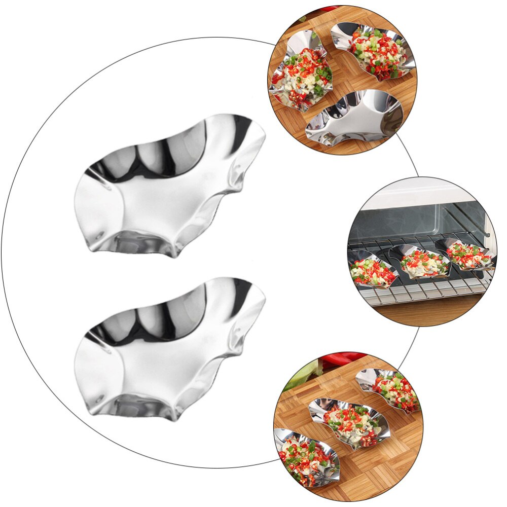 4 Pcs Unique Oyster Dishes Rust-proof Wear-resistant Sauce Dishes (Silver)