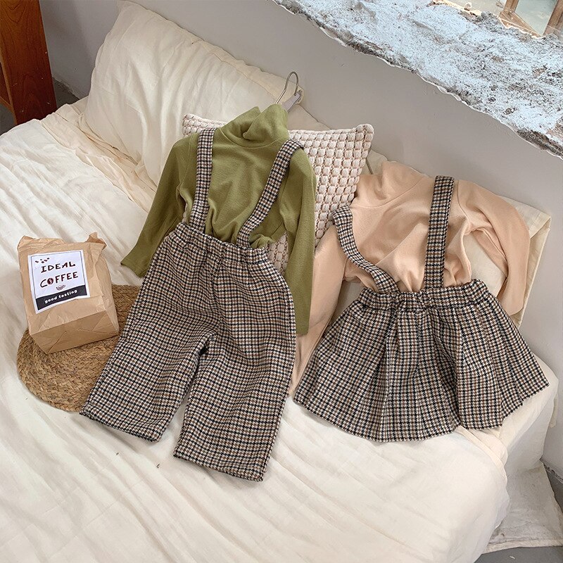 Autumn Girls Plaid Overalls Pants Baby Girl Jumpsuit Kids Winter Warm Fleece Overalls