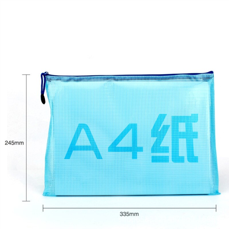 A3/A4 Waterproof Plastic Zipper Paper File Folder Book Pencil Pen Case Box File Document Storage Bag for Office Student Supplies