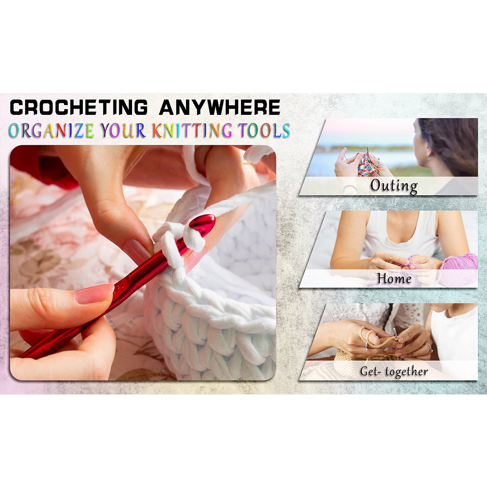 Crochet Hooks Set with Case Sewing Knitting Needles Weave Yarn Kits DIY Hand Knitting Art Tools for Crochet Lovers Beginners