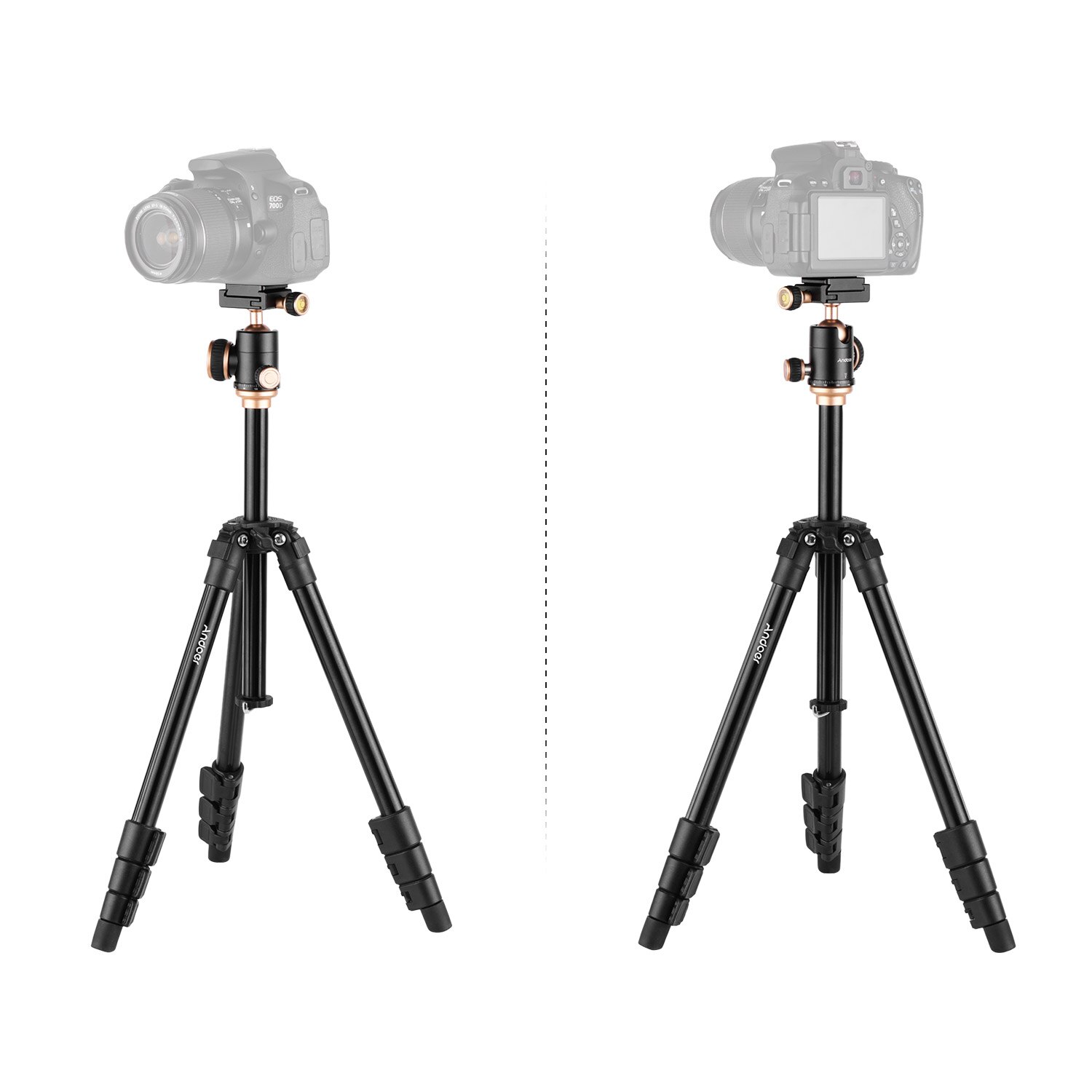 Andoer Q160SA Treppiedi di Macchina Fotografica Completa Treppiedi con Ballhead Panoramica Livella a Bolla Regolabile in Altezza Treppiede Portatile Da Viaggio
