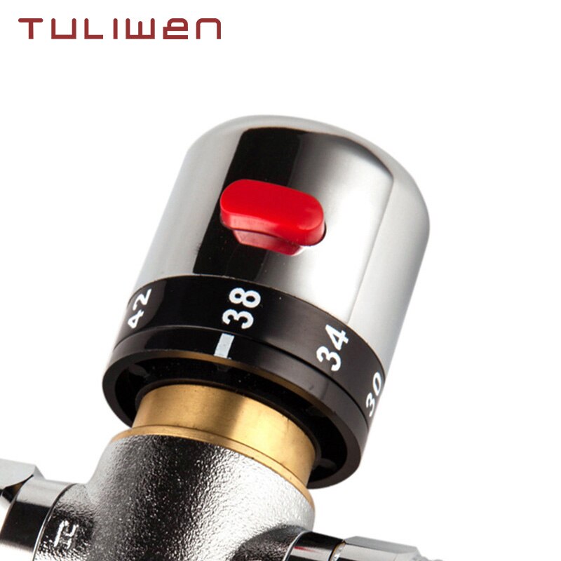 Solid Copper 3-Way Thermostatic Mixing Valve 3/4 Inch Solar Water Heater Valve Regulating Temperature Control Valve