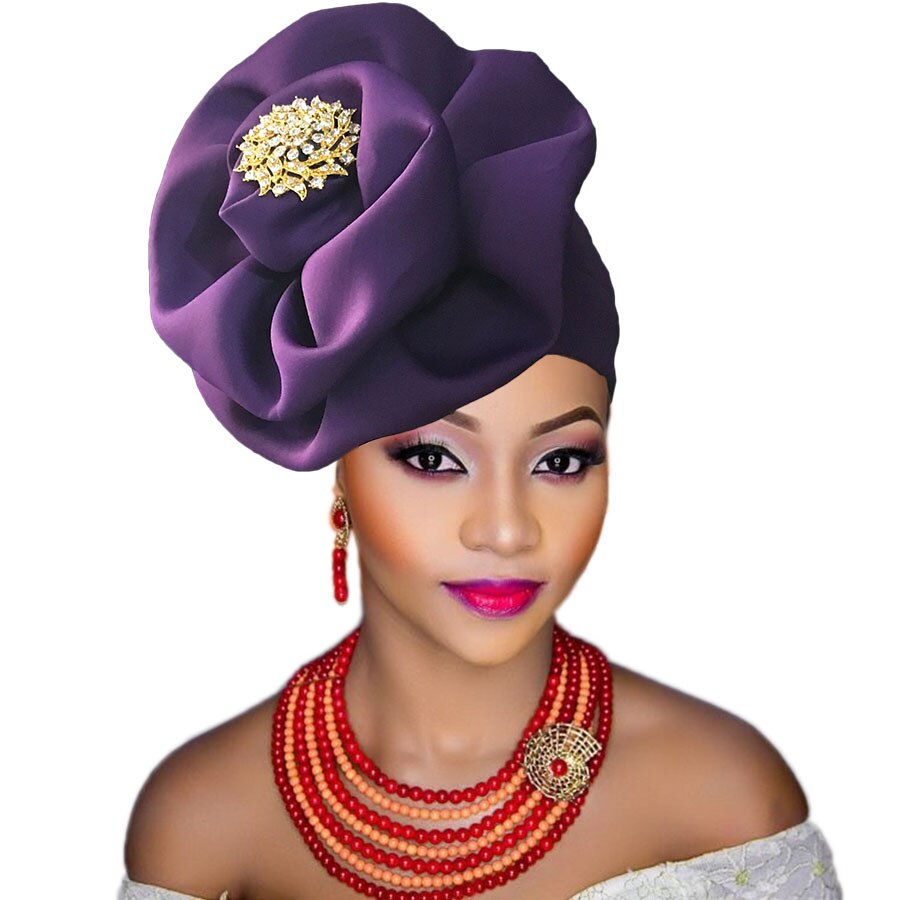 Turbante africano de para mujer negra, turbante nigeriano, cinta para la cabeza atada, gorro