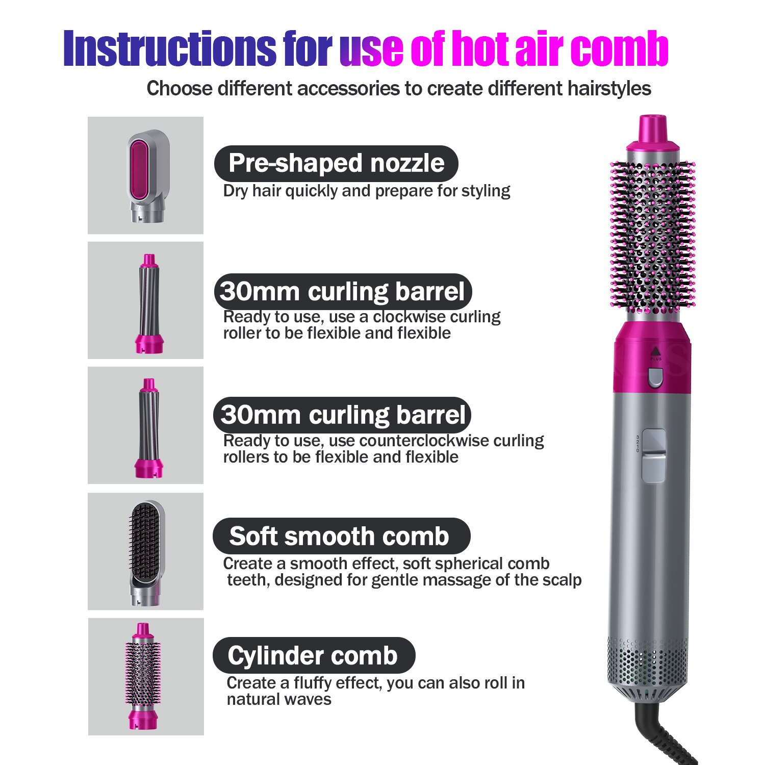 Föhn Borstel Haar Styling Tools Professionele Krultang Föhn Stijltang Haar Krultang Haardroger Air Brush