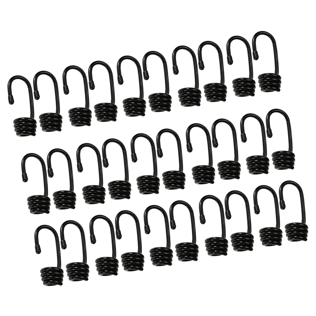 30x Heavy Duty Metal Bungee Shock Cord Hook Spiral for 10mm Luggage Straps