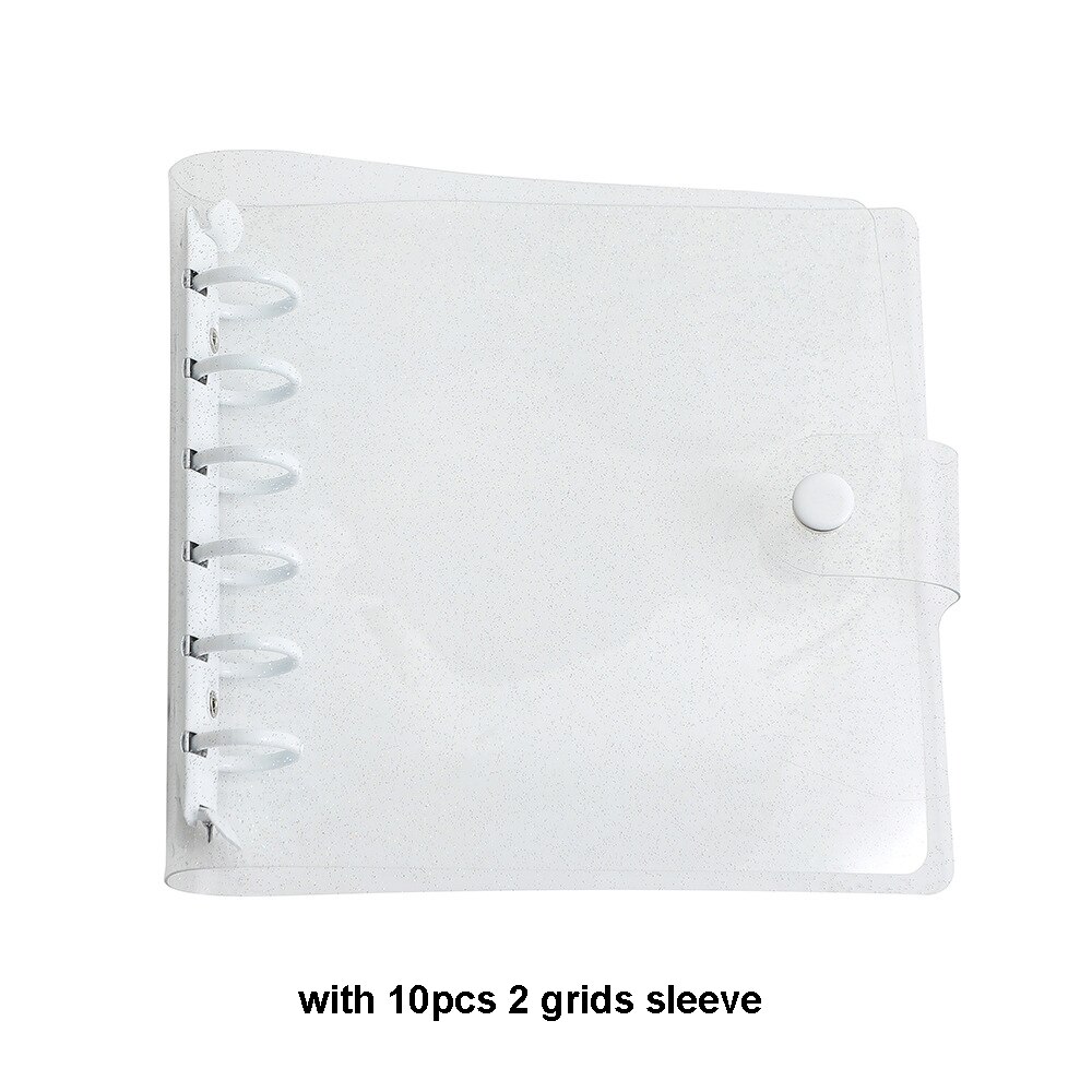 Square Loose Leaf Diary Notebook Photo Album 3 5 inch Photocard Holder DIY PVC Binder Goo Card Storage Book Korean Stationery: white glitter