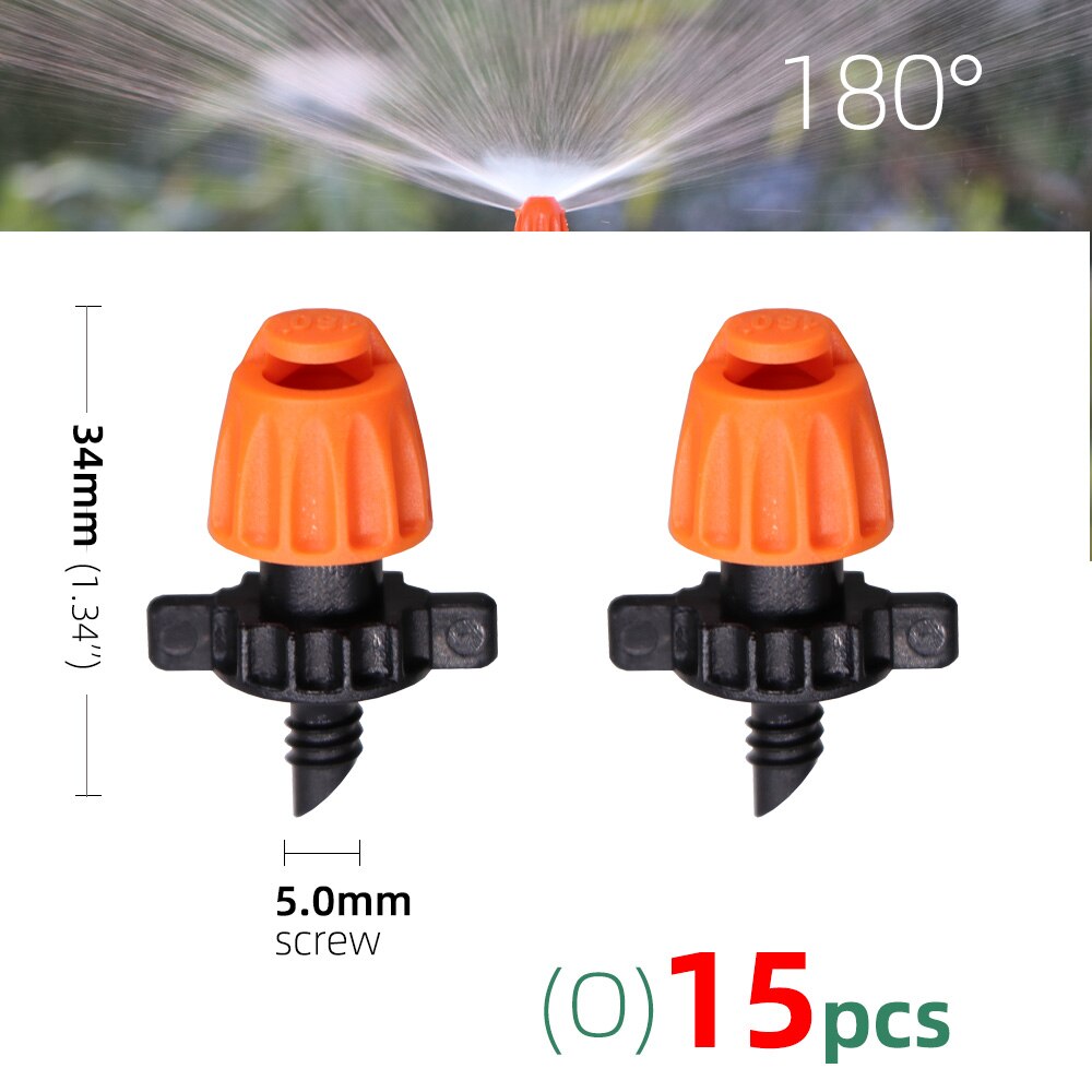 15PCS 90°/180°/360°/Strip Garden Watering Nozzles Irrigation Spraying Sprinklers Angle Optional Stakes Barbs Screw Connectors: Ox15pcs