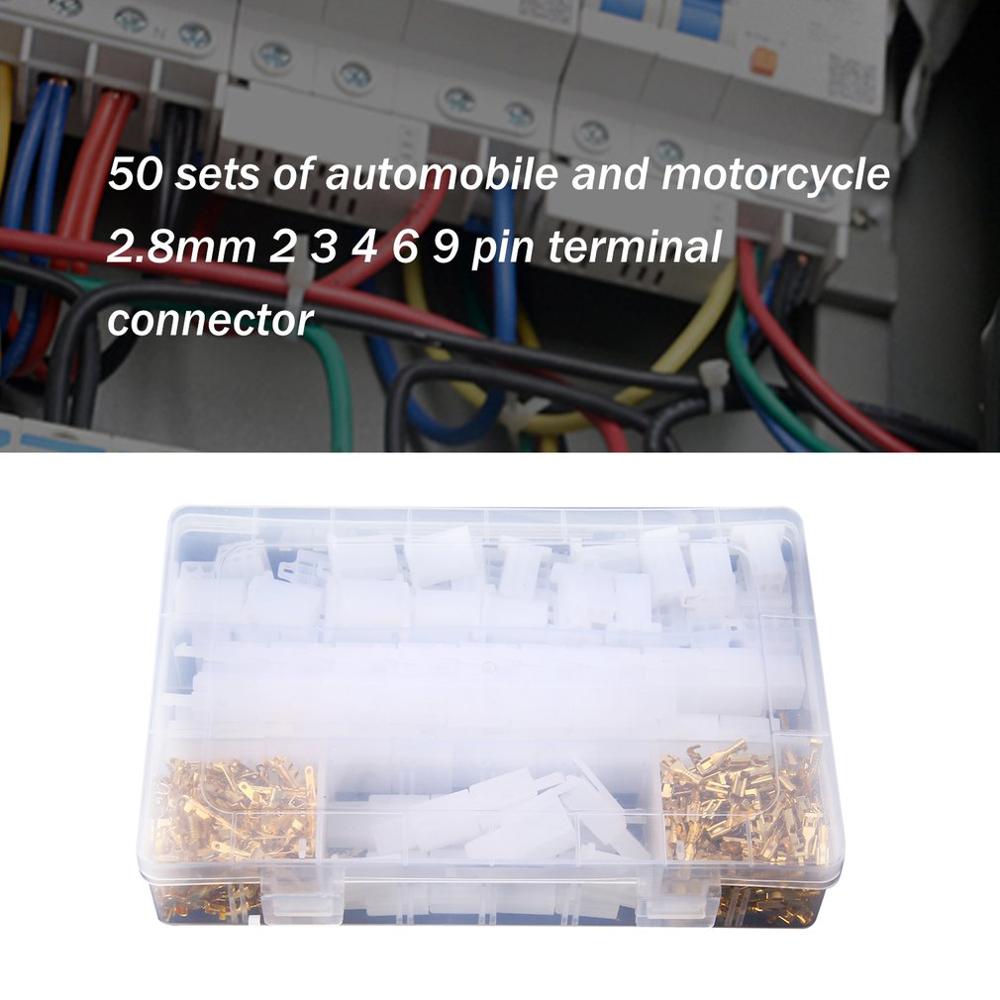 580 Uds 2,8mm 2/3/4/6/9 pin motocicleta automotriz terminal de cable eléctrico macho hembra conector de cable Kits