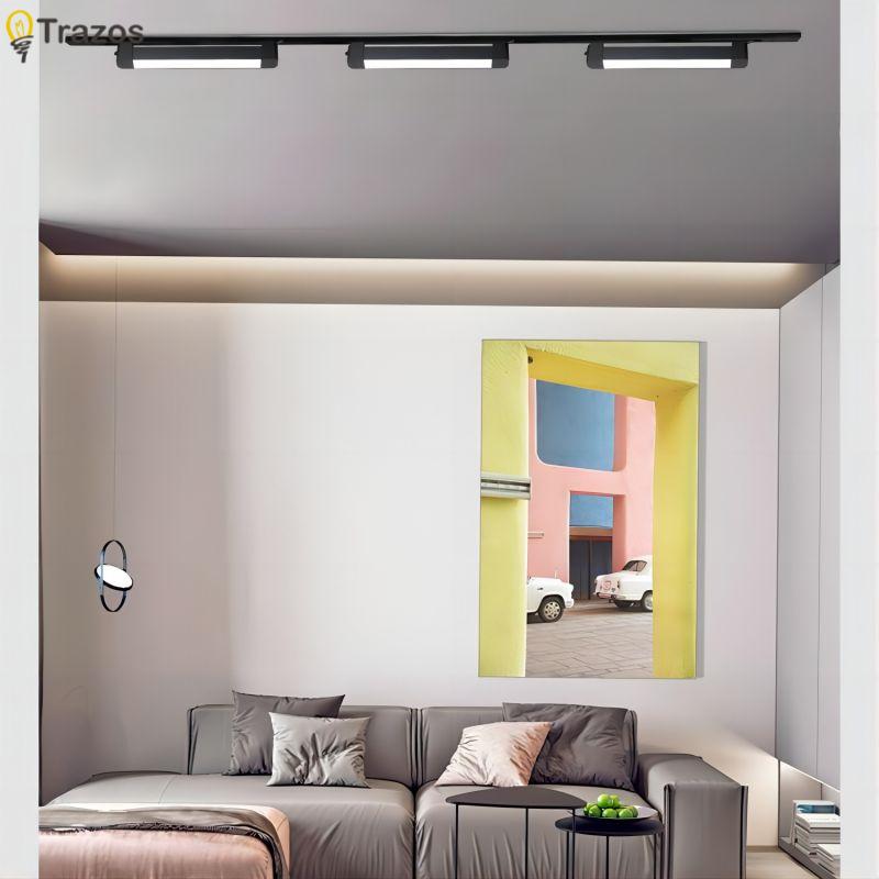 Nowoczesny minimalistyczny tor doprowadziło z długim oświetleniem szynowym montowane na powierzchni regulowany oświetlenie dekoracyjne domowy i komercyjny