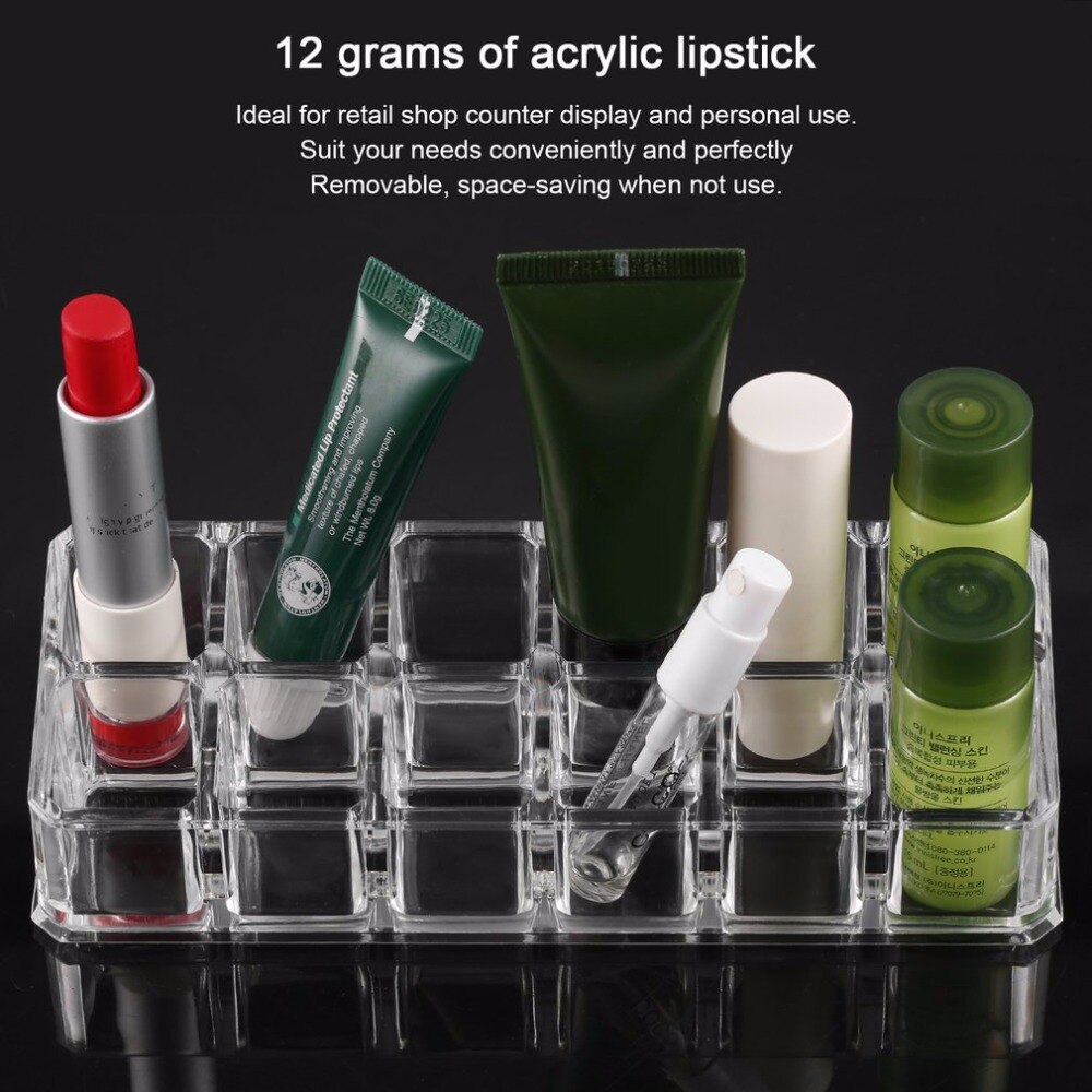 12 trapezium Helder Acryl Make-Up Display Lipstick Stand Case Make up Cosmetica Lip stick Organizer Houder Make-Up Tool Kit