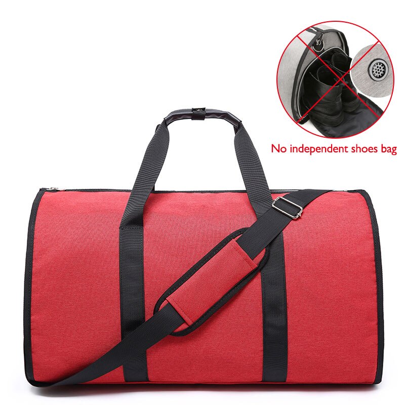 OZUKO Large Capacity Men Travel Bag Multifunction Suit Storage Hand Luggage Bags for Trip Waterproof Duffle Bag with Shoe Pocket: Red (no shoe bag)