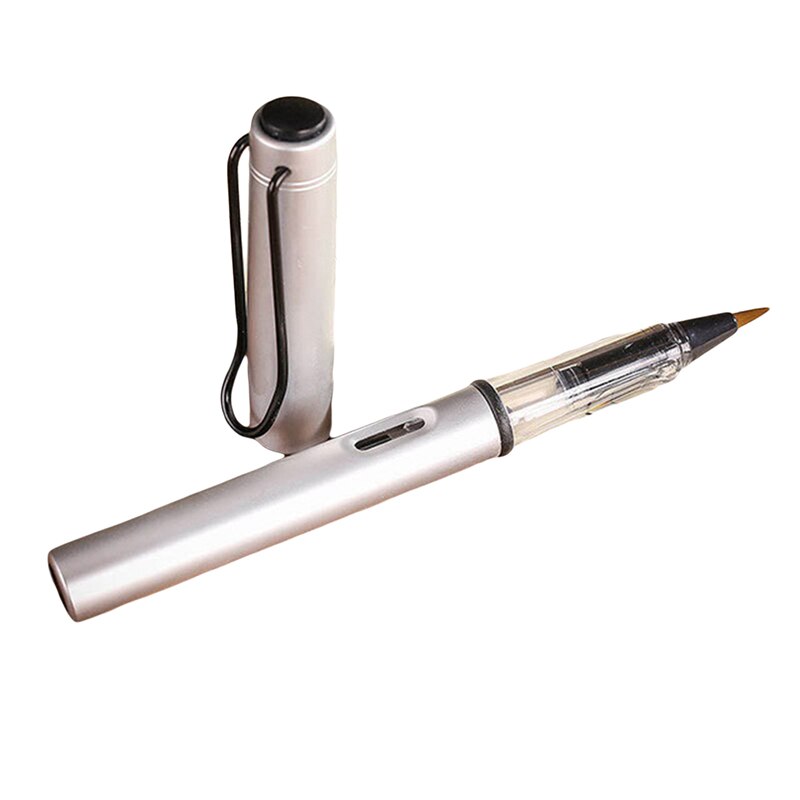 Fountains Style Water Soft Brush Pen Metal Refillable Ink Watercolor Pen For Painting Calligraphy Drawing Art Supplie Kids: Silver