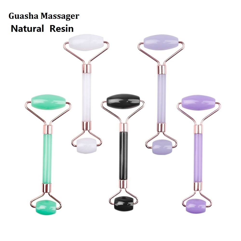 Kleuren Massage Roller Guasha Schraper Voor Gezichtsmassage Natuurlijke Hars Gua Sha Massager Gezicht Afslanken Roller Acupunctuur Tool