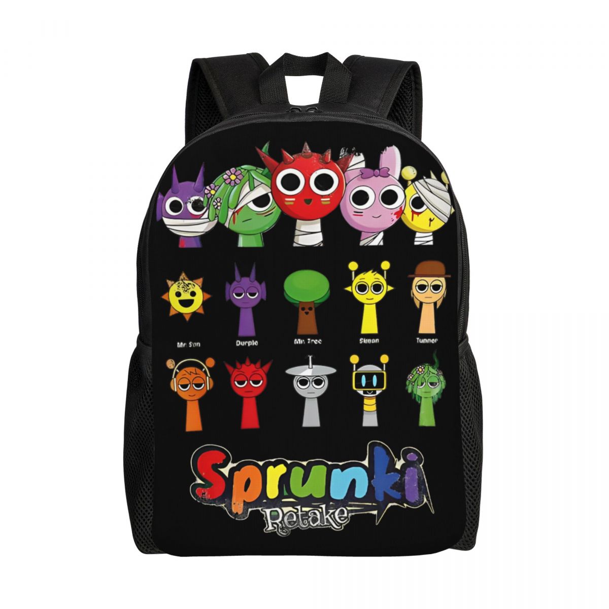 Mochila de dibujos animados Sprunki para juegos infantiles, mochilas escolares preescolares para niños y niñas: Morado