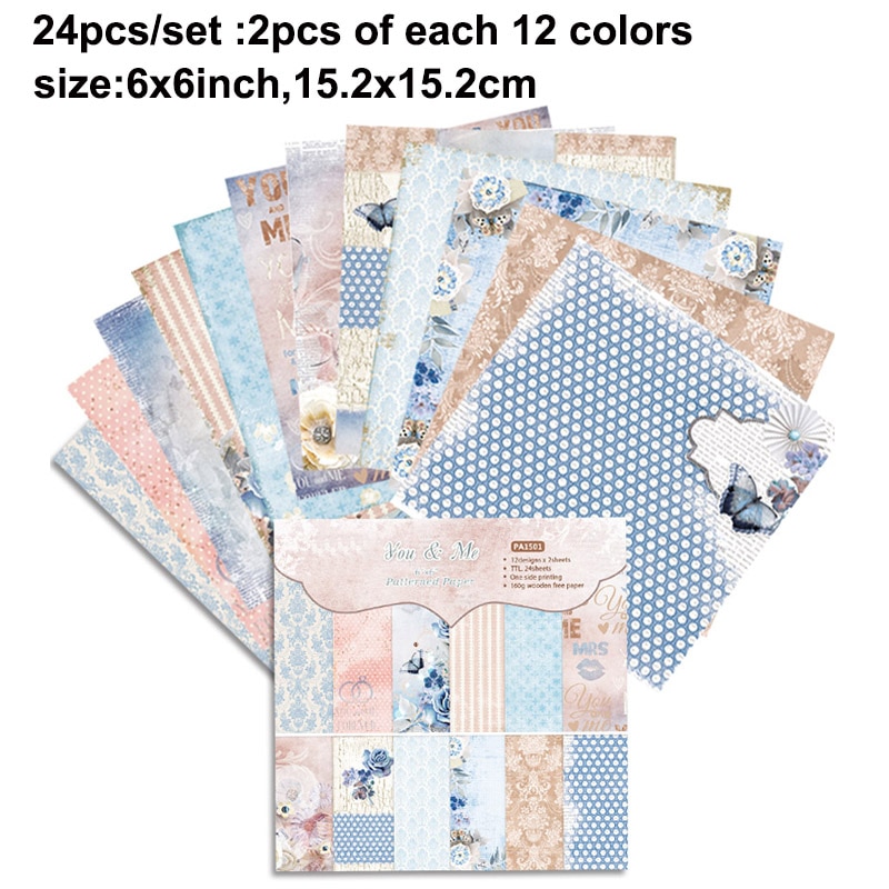 Patterned Paper You and me Scrapbooking Paper Pad pack of 24 sheets 12 Designs handmade craft paper craft Background pad