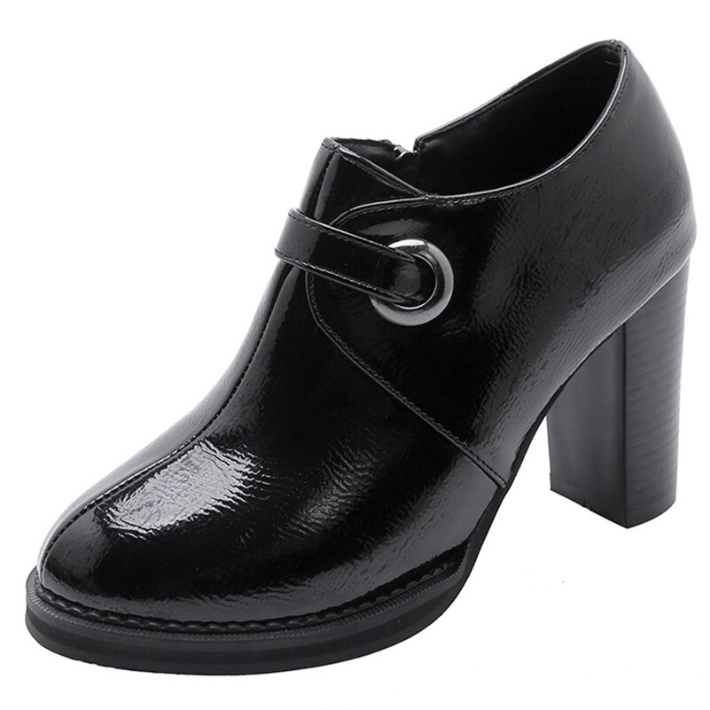 Fedonas forår efterår patent læder kvinder pumps side lynlås fest sko kvinde kvinde store størrelse sko pumps