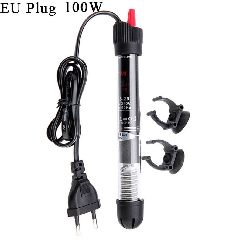 25W/50W/100W/200W/300W Aquarium Submersible réservoir de poissons chauffe-eau automatique température constante tige de chauffage EU Plug: 100W 22.5cm