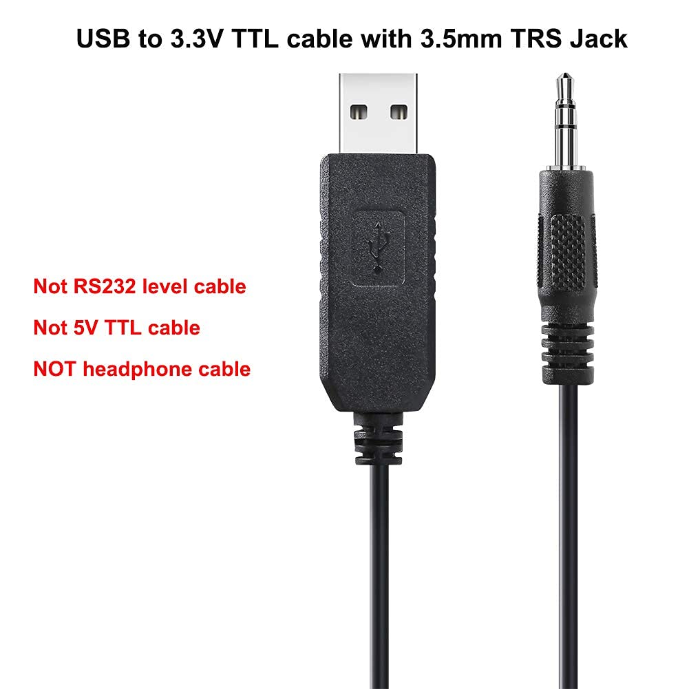 Cable adaptador de 6 pies FTDI USB TTL a 3,5mm 3,3 V FT232RL Chip Audio Jack TX RX Signal Windows 10 8 7 XP Vista (6 pies, negro)