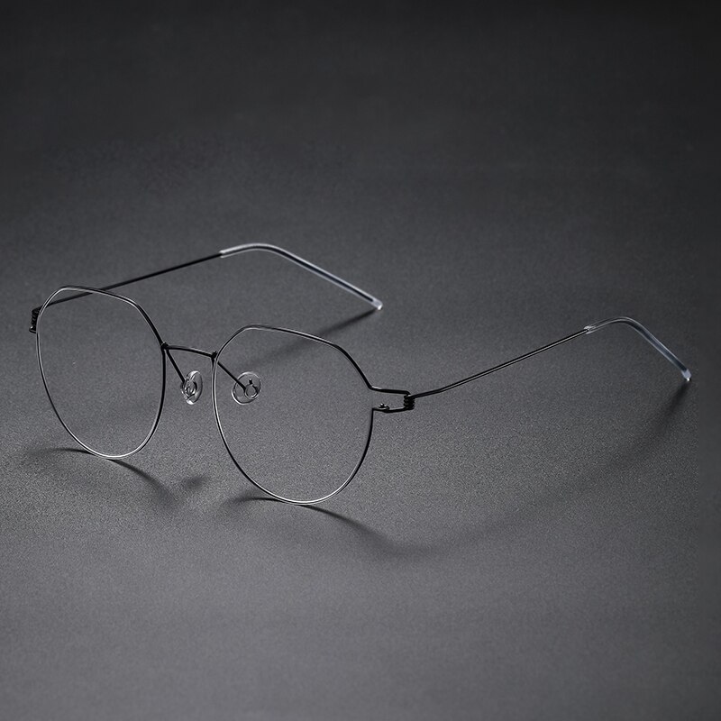 Dänemark Ultraleicht Schraubenlose Titan Brille Rahmen Männer Optische Brillen Frauen Myopie Runde Brillen Evan: Schwarz