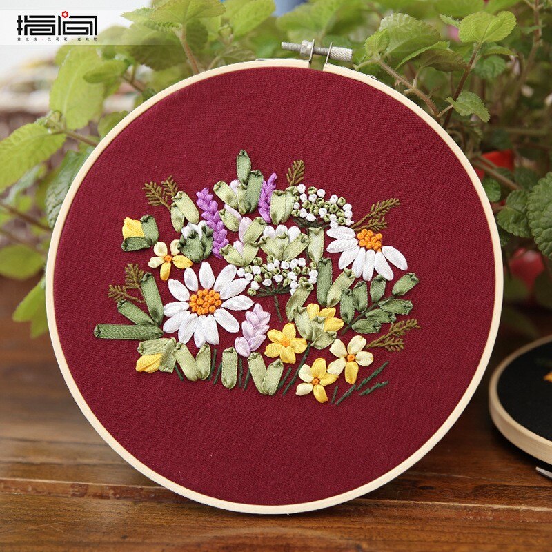 Stamped Embroidery Cloth With Floral Kit Full Range Of Embroidery Cross Stitch Zestaw Do Haftowania Punch Needle Embroidery Kit: D
