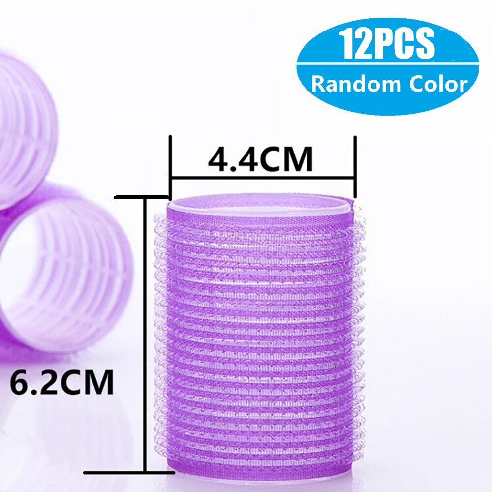 Jumbo taille cheveux rouleaux ensembles 12 Pack auto Grip Salon de coiffure bigoudis bigoudis bricolage bouclés coiffure rouleaux espiral: 4.4cm x 12pcs